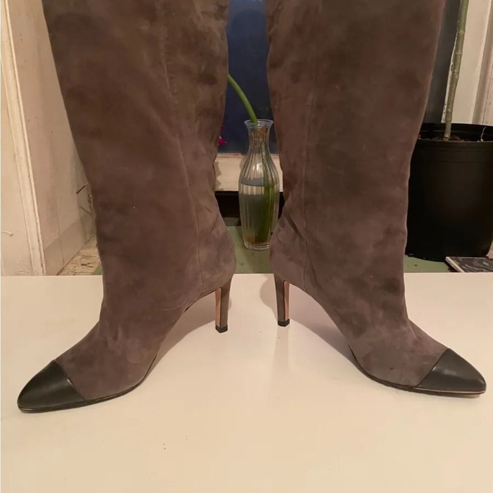 Ann Taylor Gray Suede/leather mid calf Boot